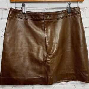 🤎 Excellent Quality Vintage Brown Leather Mini Skirt Size 2 Sexy